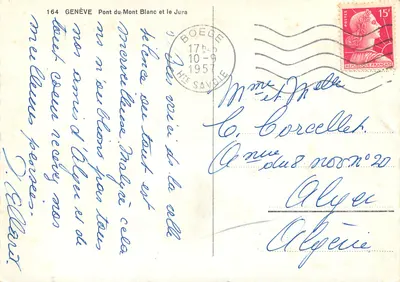 Genewa — Most Monte Bianco i Jura — Stara pocztówka n°164 — Rewers