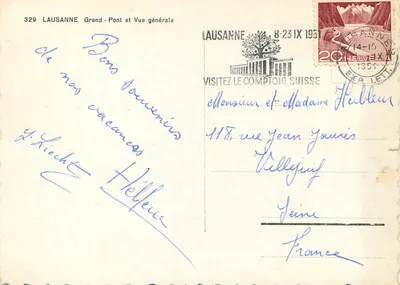 Lausanne — Grand-Pont i ogólny widok — wydawca 329 — Rewers