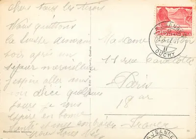 Lausanne-Ouchy port i Alpy Wałdowe — 682 — Fot. Wyd. C. Spratort, Genewa — Rewers