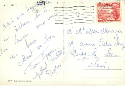 Pamiątka z Lausanne Ouchy — Fot. Wyd. C. Sartori, Genewa, nr 707 — Rewers