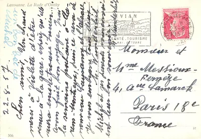 La Rade d'Ouchy — Lausanne — Wydawca VIAN, nr 306 — Rewers
