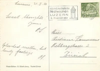 Lucerna e Pilatus 2132 m — Edição fotográfica O. Süssli-Jenny, Thalwil-Zurique, n°107 — Verso