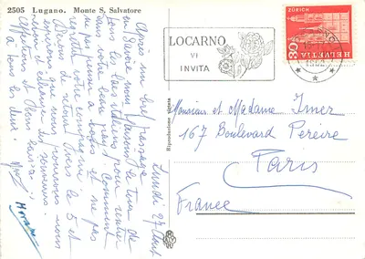 Lugano. Monte S. Salvatore — vista panorâmica — editor Locarno, n° 2505 — Verso