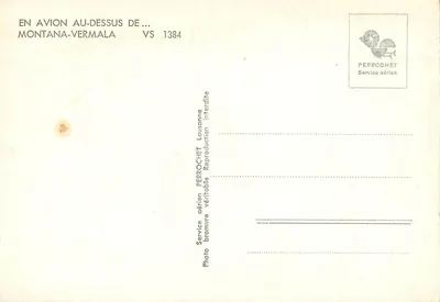 Montana-Vermala — widok z powietrza — Service aérien Perrochet VS 1384 — Rewers