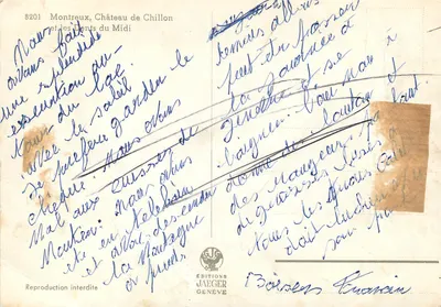 Montreux, Castelo de Chillon e os Dentes do Meio-Dia — Éditions Jaeger, n° 8201 — Verso
