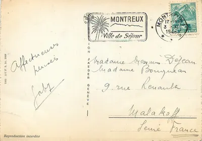 Montreux i Dents du Midi — widok panoramiczny — wydawca nieznany, n° 8303 — Rewers