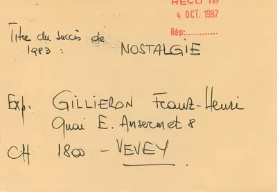 Tour de France — Nostalgie — Exp. Gillieron, Vevey — Verso
