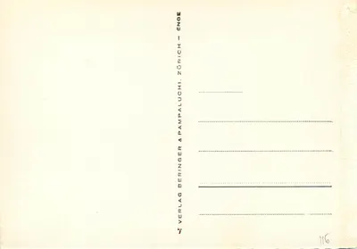 Zurych — Fontanna Gelsera — figura mężczyzny i byka — wydawca DER STADT ZÜRICH ARNOLD GESSER — Rewers