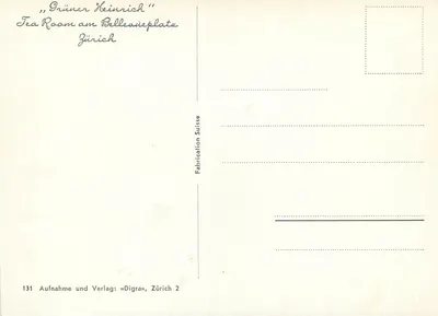 „Grüner Heinrich“ — Sala herbaty przy Bellevueplatz — Wydanie i produkcja «Digra», Zurych 2 — Rewers