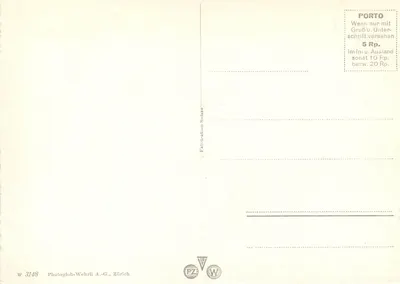 Zurych. Bellevueplatz — widok lotniczy z tramwajami i jeziorem — Photoglob-Wehrli A.-G., Zurych — Rewers