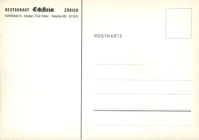 Restauracja zum Eckstein — Zurych, Schifflände 10 — wydawca nieodczytalny — Rewers