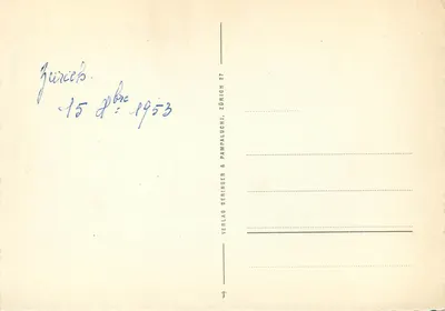 Zurych-Limmat, Platzspitz — widok panoramiczny z zasnieżonymi Alpami — Verlag Beringer & Pampaluchi, n° 27883 — Rewers