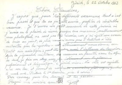Zurych i Alpy — widok z lotu ptaka miasta i zasnieżonych gór — wydawca Vérlas Beringer & Pampaluchi, n° 148 — Rewers