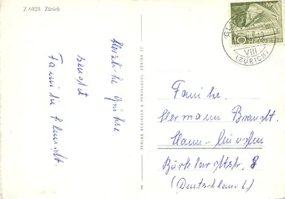 Zurych — widok panoramiczny — Verlag Beringer & Pampaluchi, n° Z 6828 — Rewers