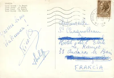 Wenecja — Regata na Wielkim Kanale — Wydawnictwo Legazione Postale — Rewers