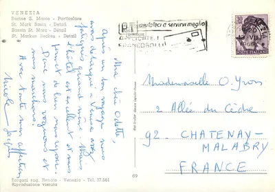 Wenecja - Bassin Saint-Marc - szczegół - Borgoni rag. Renato - n°69 — Rewers