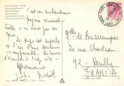 WENECJA - PAŁAC KANTONALNY — Wyd. ARDO, Wenecja, nr 606 — Rewers