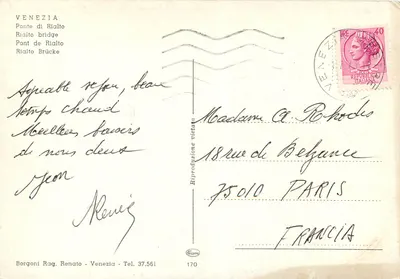 Ponte di Rialto — Veneza — editor Borgoni Rag. Renato, n° 170 — Verso