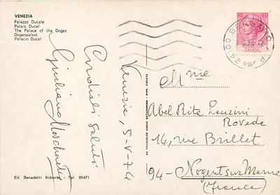 Venezia - Palazzo Ducale — Ed. Benedetti, n° 89471 — Verso