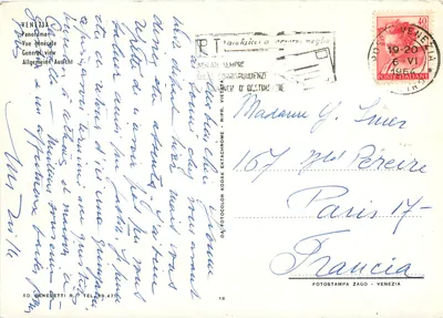 Wenecja — Ogólny widok z gondolami i dzwonnicą — Éd. Benedetti R. n°18 — Rewers