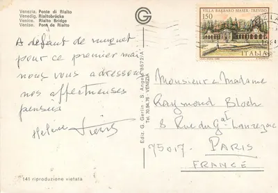 Ponte di Rialto — Wenecja — Wyd. G. Gerlin S. Angelo 141 — Rewers