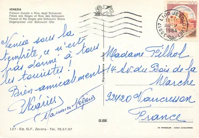 Wenecja — Pałac Dogów i Riva dei Schiavoni — wyd. G.F. Zerella n°127 — Rewers