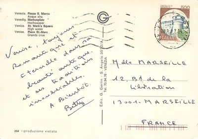Veneza, Piazza San Marco — alta marea — editor G. Gerlin, n° 264 — Verso