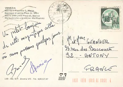 Veneza — Basílica de São Marcos e Praça de São Marcos — Ed. G.F. Zerella n°129 — Verso