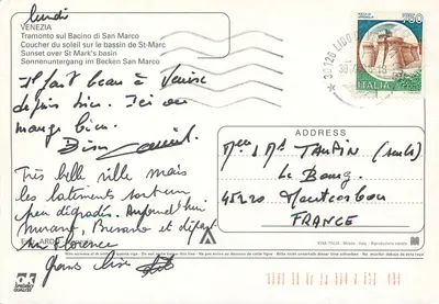 Zachód słońca nad basenem św. Marcina — Wenecja — Wyd. ARDO - Venezia — Rewers
