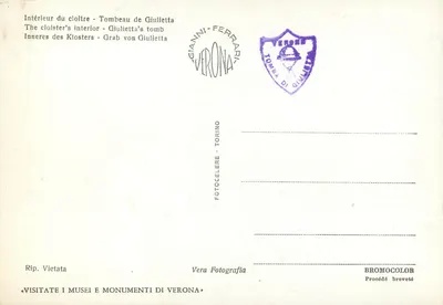 Verona - Interior de un claustro - Tumba de Julieta — Gianni-Ferrari, n°393 — Reverso
