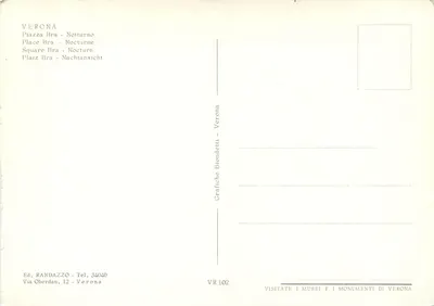 Verona - Piazza Bra - Notturno — Grafiche Biondetti, VR 102 — Rewers