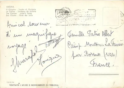Verona - Klasztor - Grobowiec Juliety — VR 31/34, wydawca Verona — Rewers