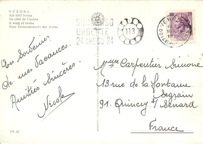 Verona — Ala da Arena — Soc. Grafica Verona, n° VR 43 — Verso