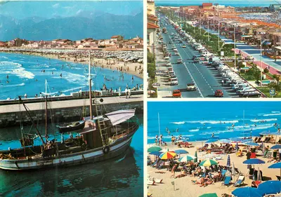Viareggio — vista da praia, da estrada e do porto — editor não visível