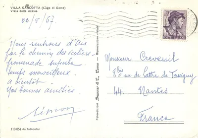 Villa Carlotta — Viale delle Azalee — Bruno & C. Como n°110-054 — Verso
