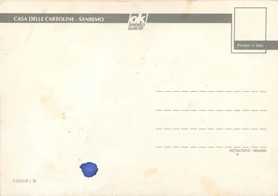 Ventimiglia — widok panoramiczny z ogniem artystycznym i oświetloną miastem — Casa delle Cartoline - Sanremo, nr 7059-F/K — Rewers