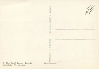 Ventimiglia - Mentone - Most S. Luigia — widok mostu z kamienia między dwiema skałami — Rewers