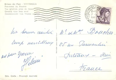 Ventimiglia — Visão geral tirada do oeste — Ediz. Gieffe — Verso