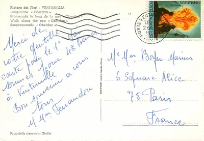 Riviera dei Fiori - Ventimiglia — Promenada nad morzem «Oberdan» — wydawca Gieffé — Rewers