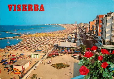 Viserba — vista aérea da praia e da promenade — editor HELIOS, série 28611
