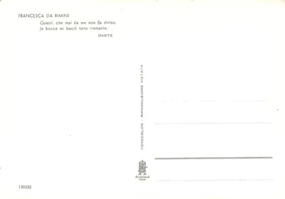 Francesca da Rimini — cena de amor — Alterocca Terni, n° 130333 — Verso