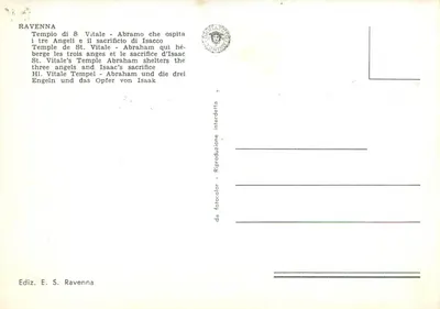 Kaplica św. Witalia w Rzymie — scena ofiarowania Abrahama — wyd. E. S. Ravenna — Rewers
