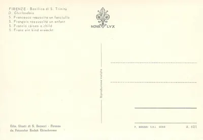 Florencio - Bazylika św. Trójcy — D. Ghirlandaio — Święty Franciszek ożywia dziecko — Rewers