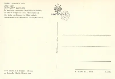 Dziewica adorująca Dziecię — szczegół — wydawnictwo Giusti di S. Becocci, seria A.246 — Rewers