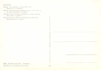 Madonna w modlitwie — Muzeum archidiecezjalne, Rzym — Wyd. Fratelli Leonardi — Rewers