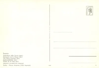Caça romana — detalhe de um mosaico pavimental — Éditions Beatrice d'Este, n°1048 — Verso