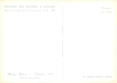 Pferd — Marino Marini — Éditions Del Milione, N. 332 — Rückseite