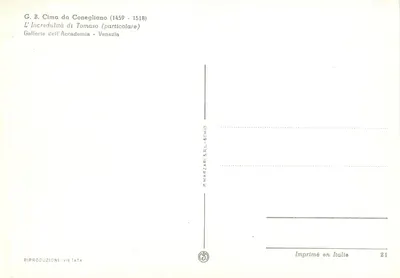 Cima da Conegliano — L’Incredulità di Tomaso — P. Marzari S.R.L.-SCHIO — Verso