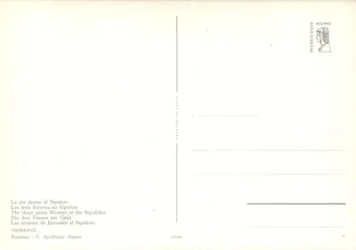 Trzy kobiety przy grobie — Mosaika w Rzymie — S. Apollinaire Nuovo — Wydawca Beatrice Deste, nr 10796 — Rewers