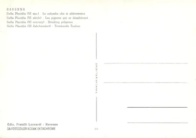 Galla Placidia — Die Tauben, die sich erfrischen — Fratelli Leonardi, n°19 — Rückseite